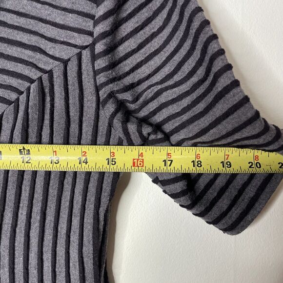 Gray Striped Cowl Neck Dress 10 Futuristic Minimalist Lagenlook Cyberpunk Rave - Picture 5 of 9